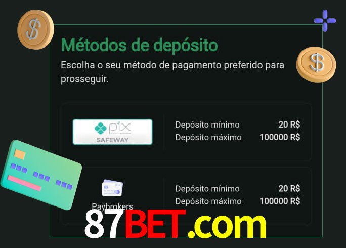 O cassino 87bet.com oferece uma grande variedade de métodos de pagamento